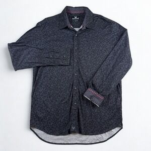 Buttercloth Shirt Mens XL Black Geometric Diamond Long Sleeve Regular Fit Cotton